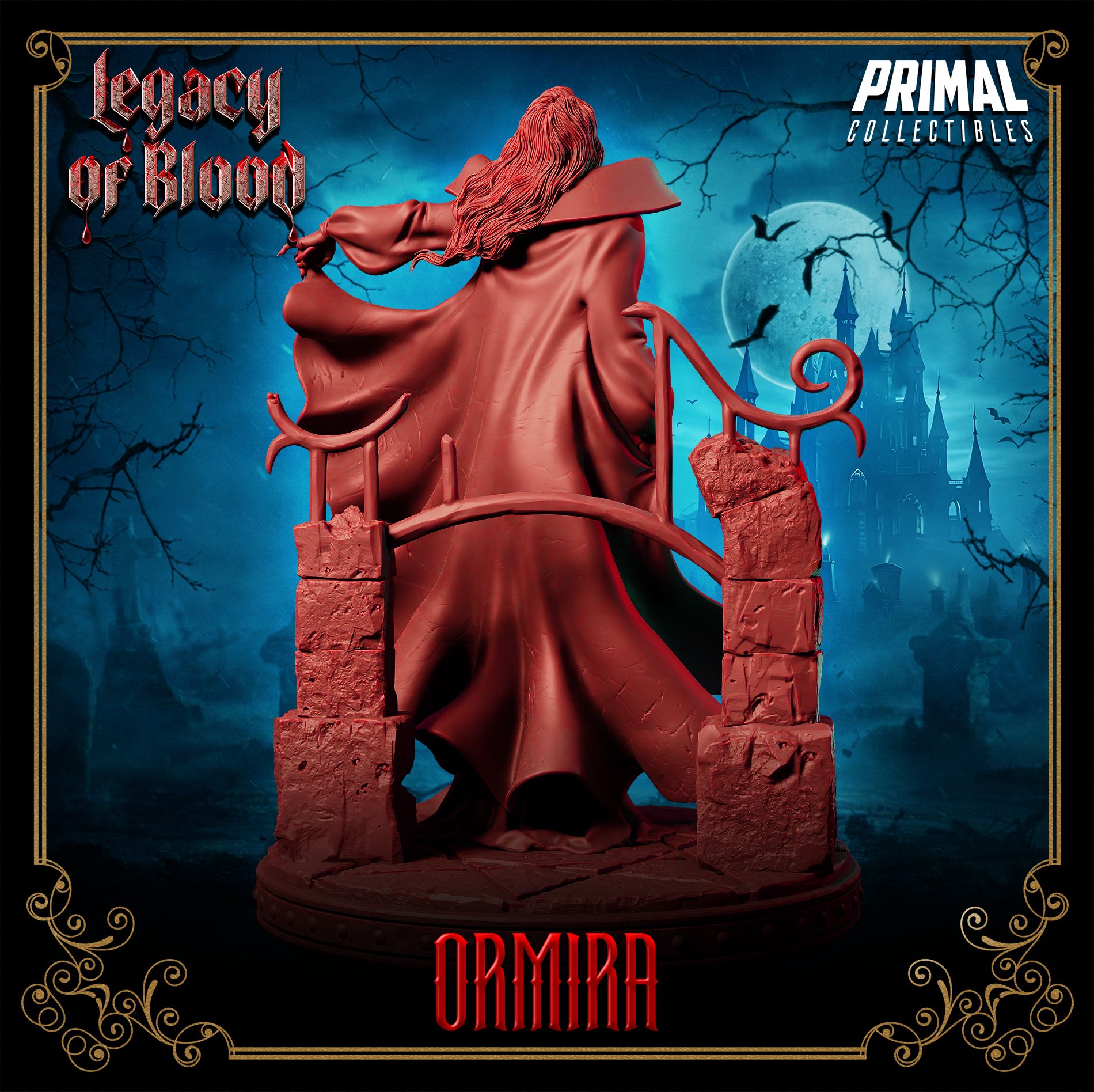 Darklord Ormira resin miniature, vampire boss figure for D&D and tabletop RPGs – 32mm or 75mm – Legacy of Blood – D&K Custom Prints