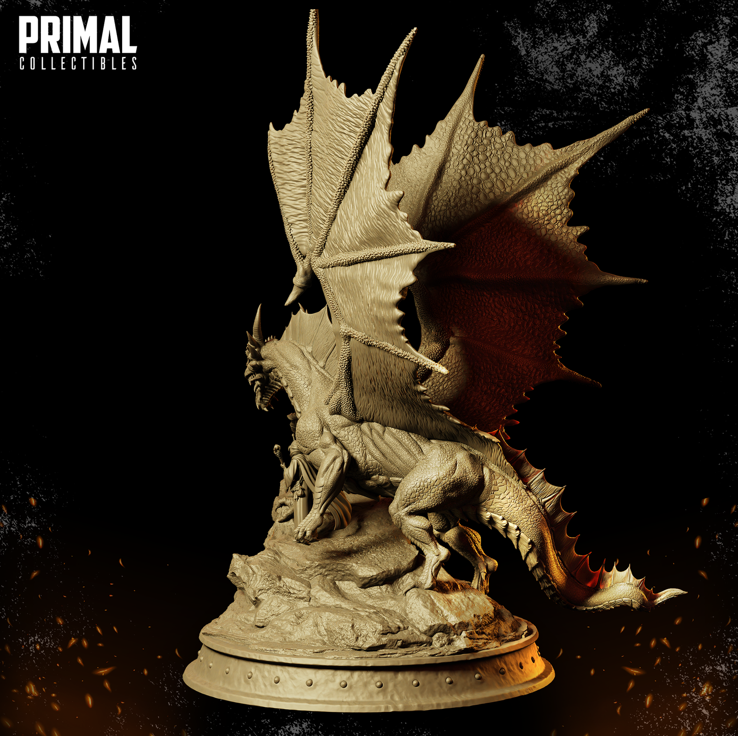 Diorama de Hermanos y Dragón: Escena de fantasía legendaria de PRIMAL Collectibles