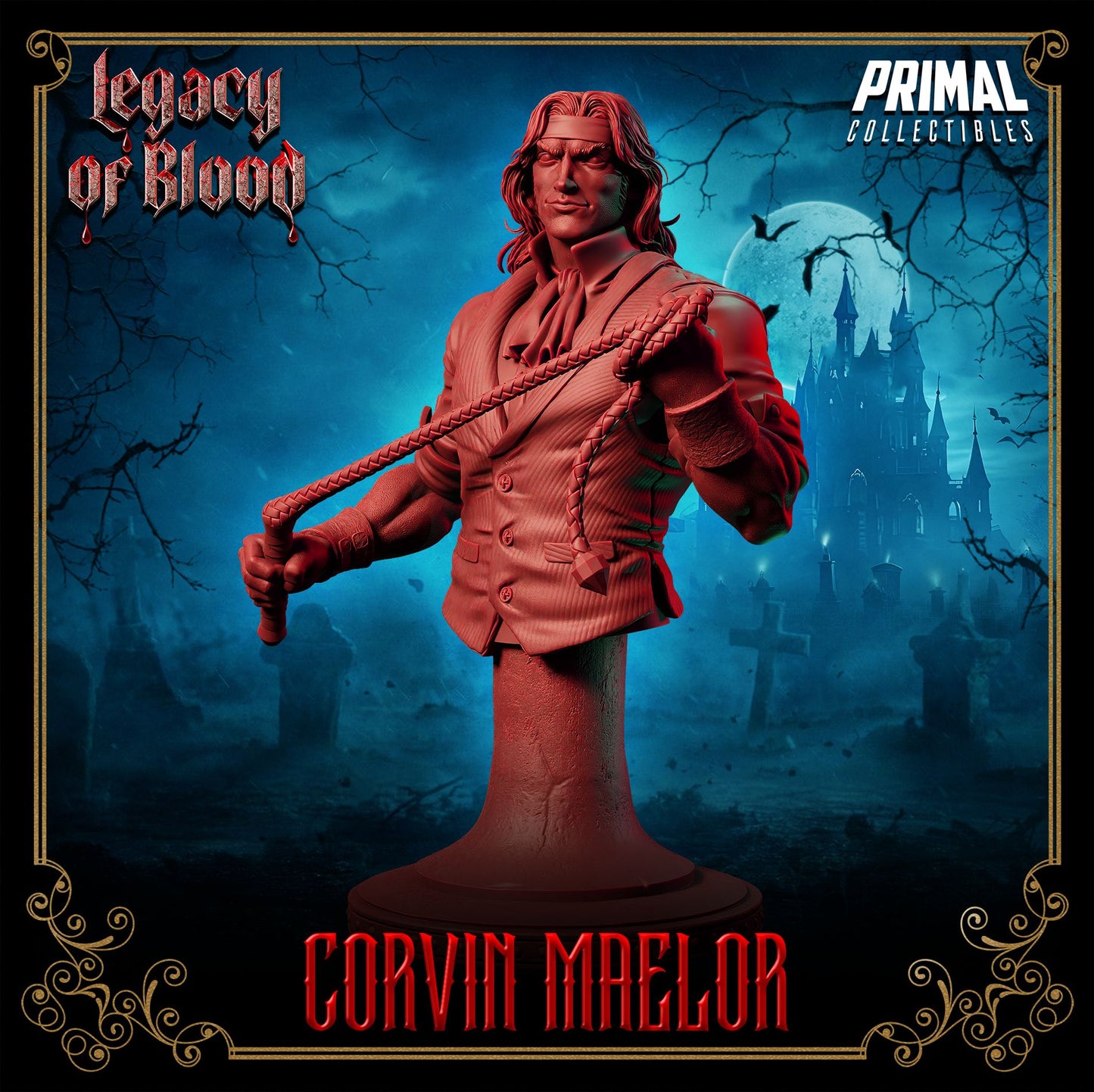 Corvin Maelor human fighter bust miniature – RPG player character hero for D&D and tabletop roleplaying games – paintable resin model