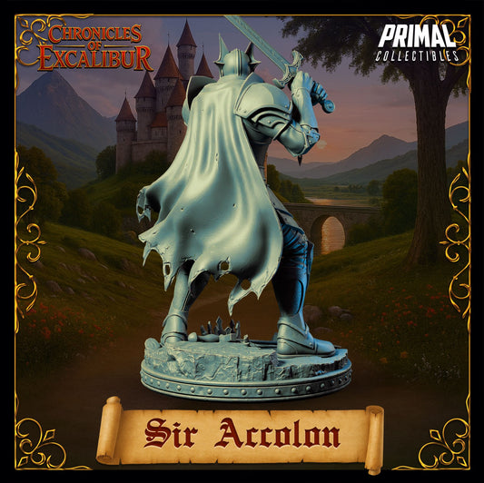 back side view of Sir Accolon evil knight resin figure available in 32mm and 75mm scales