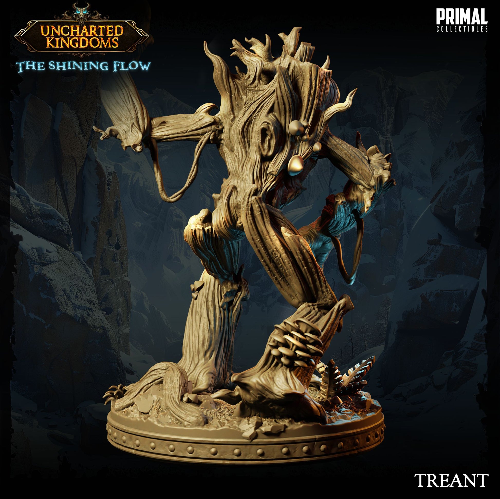 back sculpt with bark texture, foliage, and twisted wood limbs