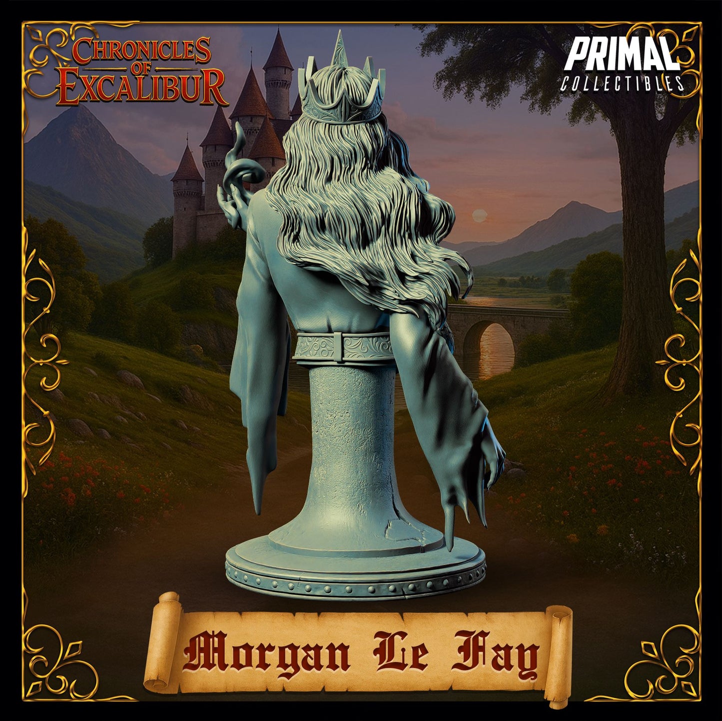 Morgan Le Fay resin miniature witch figure from the Chronicles of Excalibur line crafted for collectors and painters by D&K Custom Prints