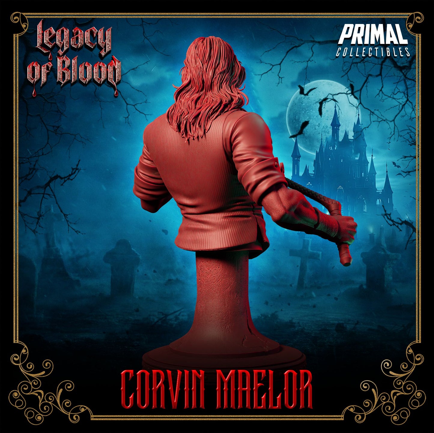 Corvin Maelor human fighter bust miniature – RPG player character hero for D&D and tabletop roleplaying games – paintable resin model