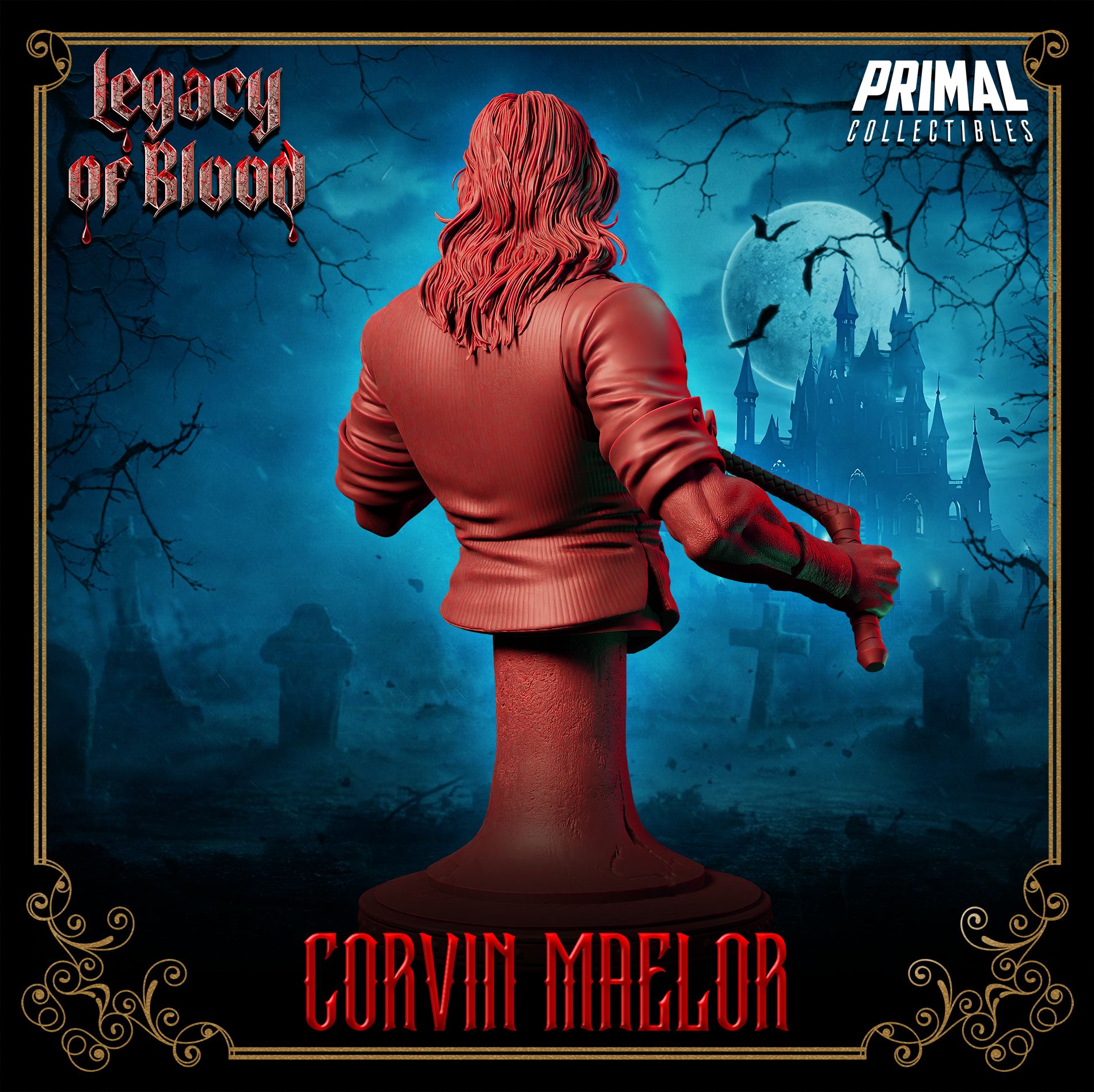 Corvin Maelor human fighter bust miniature – RPG player character hero for D&D and tabletop roleplaying games – paintable resin model