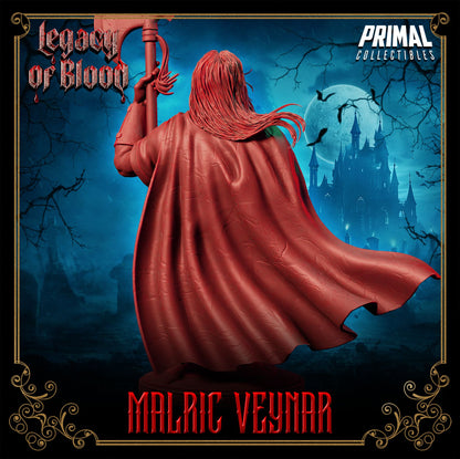 Malric Veynar human warrior resin miniature or bust — dark fantasy tabletop hero with great axe and cape for D&D, Pathfinder, and painting display