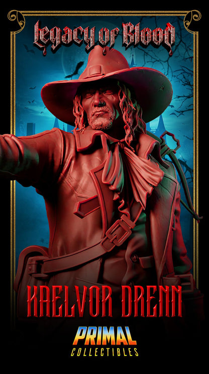 Kaelvor Drenn hunter resin miniature figure or bust – gothic vampire slayer with pistol, sword, long coat, dark fantasy tabletop collectible – D&K Custom Prints