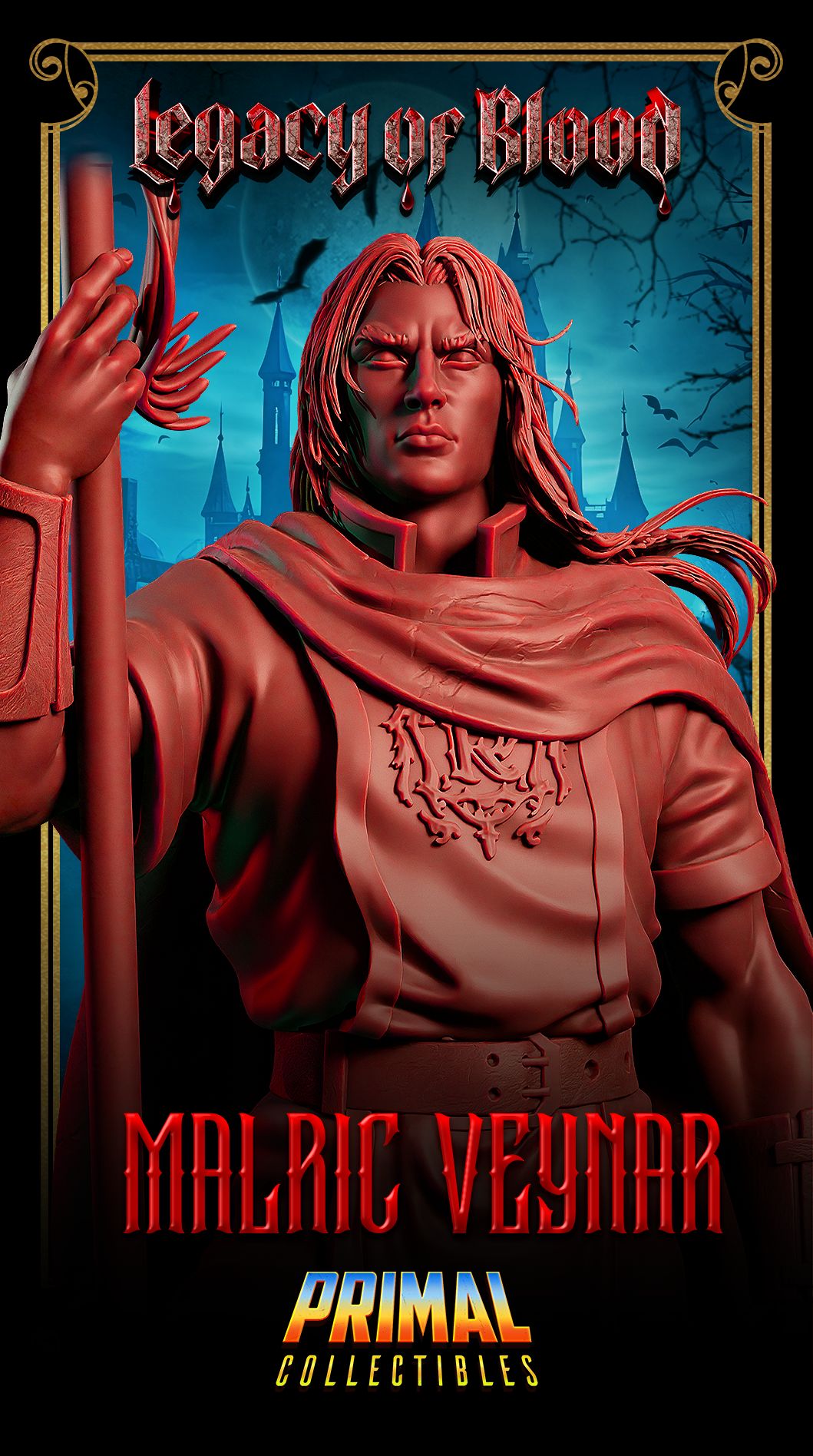 Malric Veynar human warrior resin miniature or bust — dark fantasy tabletop hero with great axe and cape for D&D, Pathfinder, and painting display