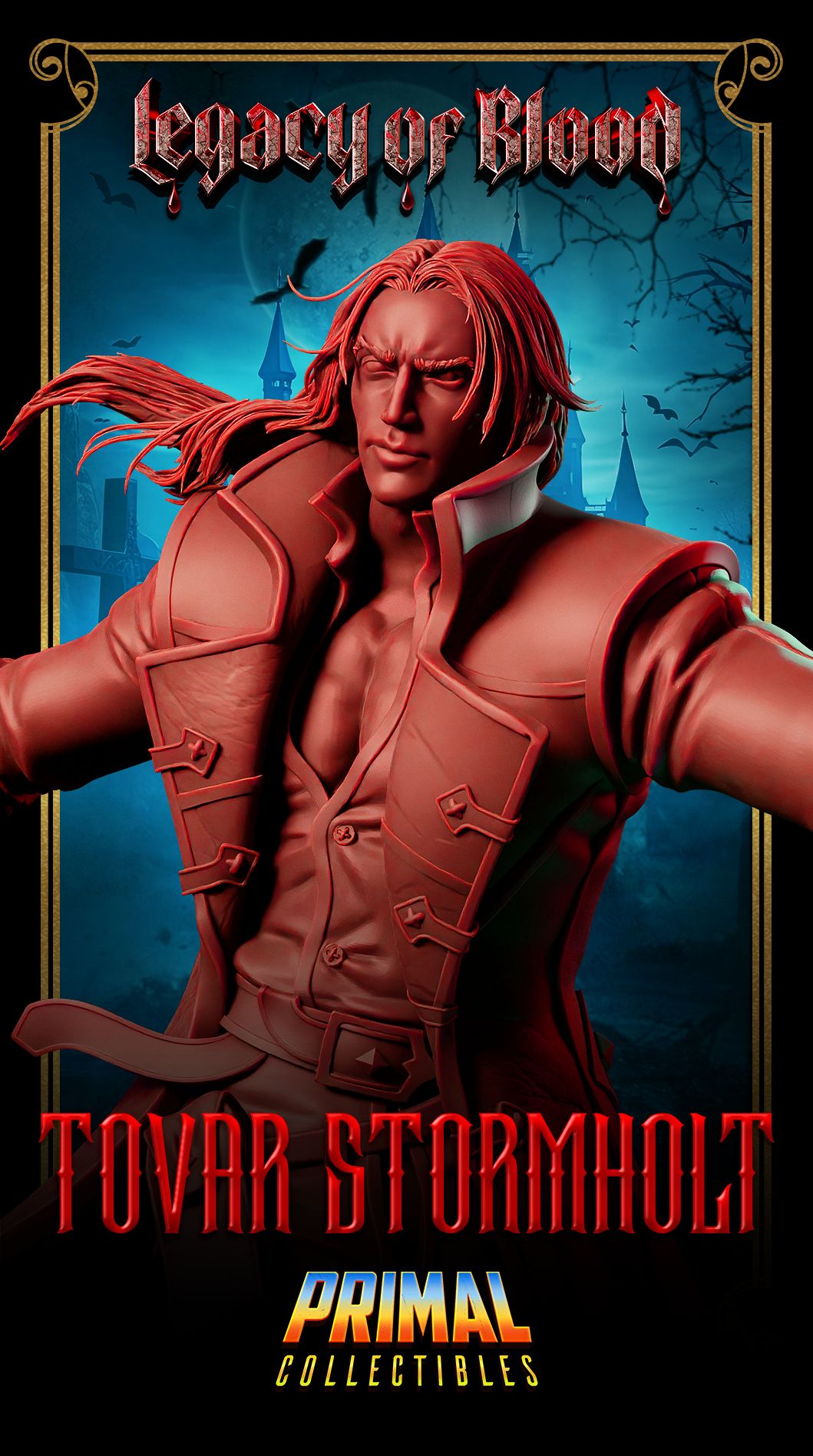 Tovar Stormholt 3D printed miniature from Legacy of Blood line, available in 32mm, and 75mm. Resin model for painting and collecting