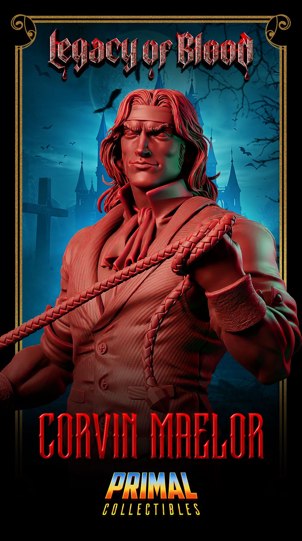 Corvin Maelor human fighter bust miniature – RPG player character hero for D&D and tabletop roleplaying games – paintable resin model