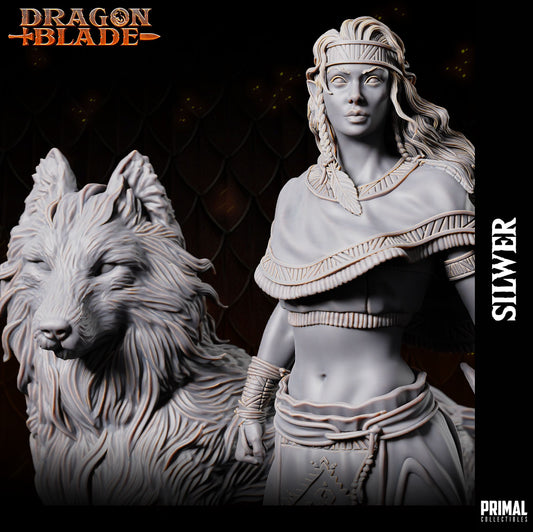Close-Up of Silwer & Cooshee resin 3D printed miniature set – Dragonblade line – D&K Custom Prints