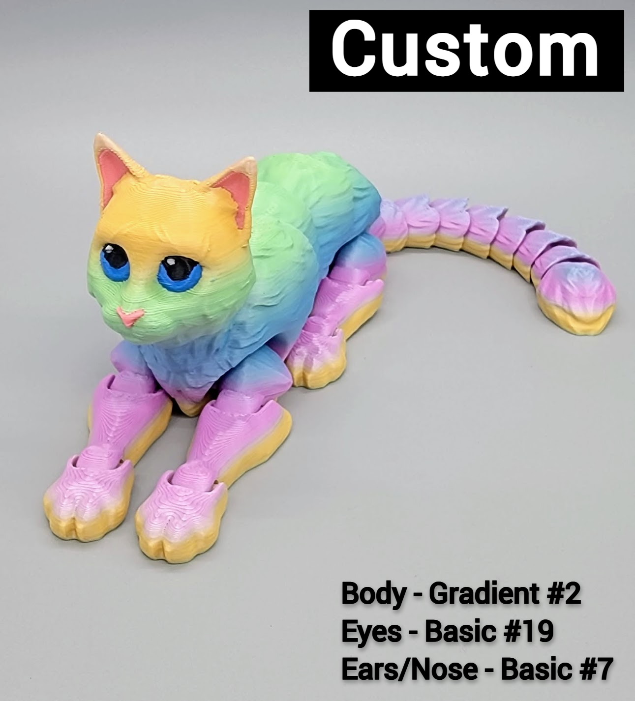 3D Printed Flexi Cat Toy | Sensory Play | Available in 2 Sizes | Custom Colors