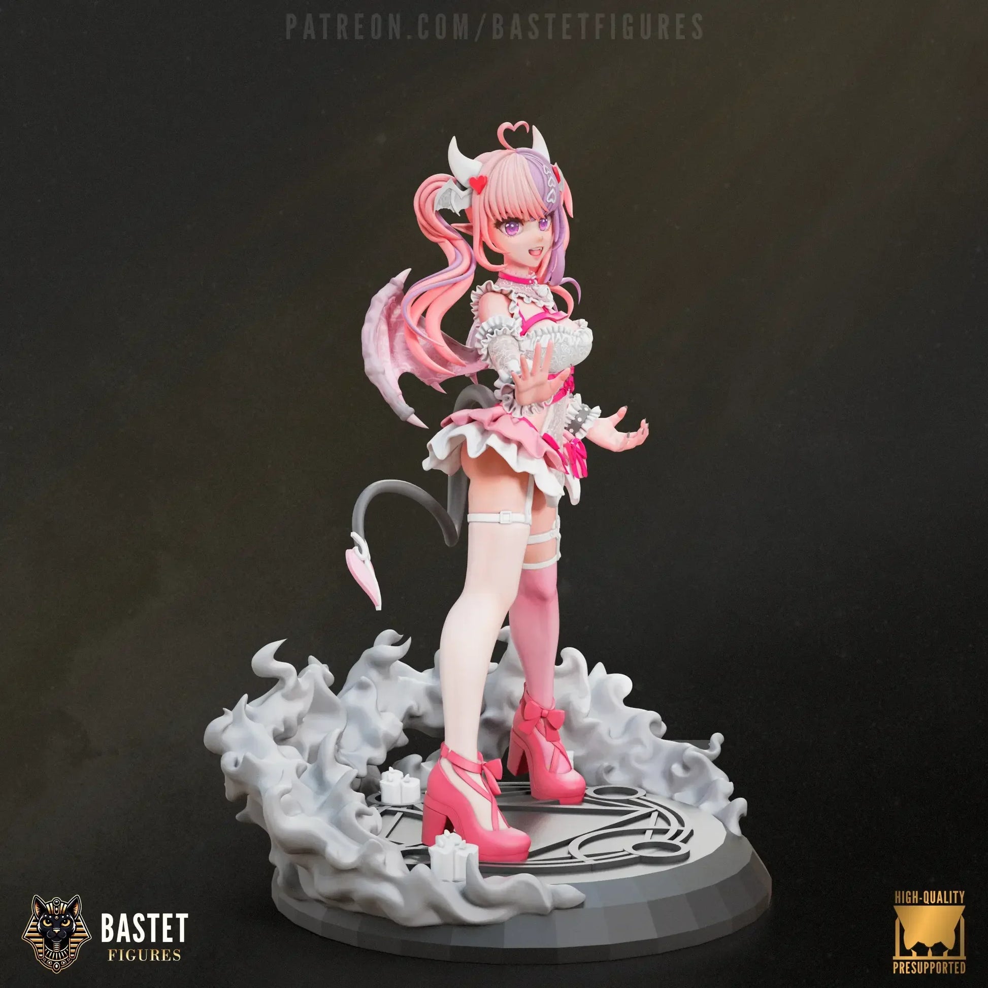 Ironmouse 3D printed VTuber statue in pink and white outfit