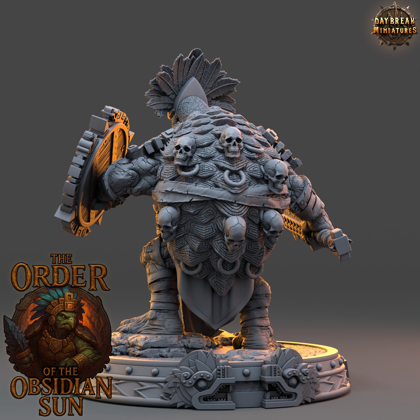 Ixomantl the Shell Speaker—rear view showing skull-adorned cloak and base, high-detail resin miniature for TTRPGs.