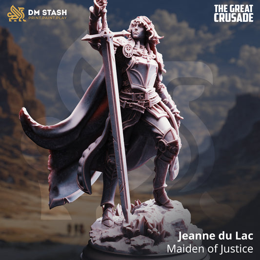 Jeanne du Lac Maiden of Justice human hero resin miniature 32mm scale sword and cloak base included