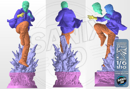 Close-up of the Johnny Cage display base adapted for LED lighting featuring the iconic Mortal Kombat dragon emblem.