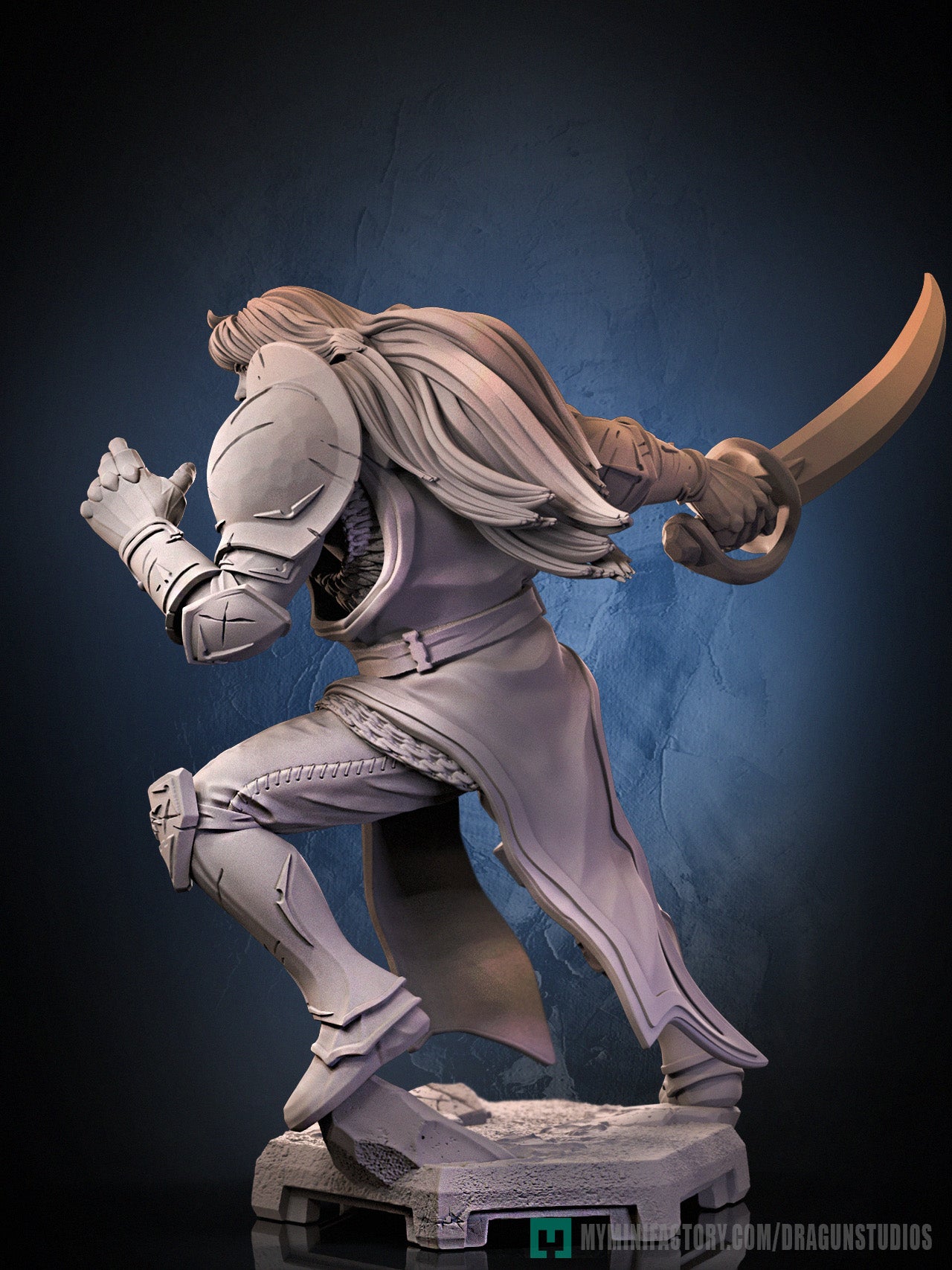 Lancelot v2 Heroic Knight Miniature in 32mm and 75mm scales.