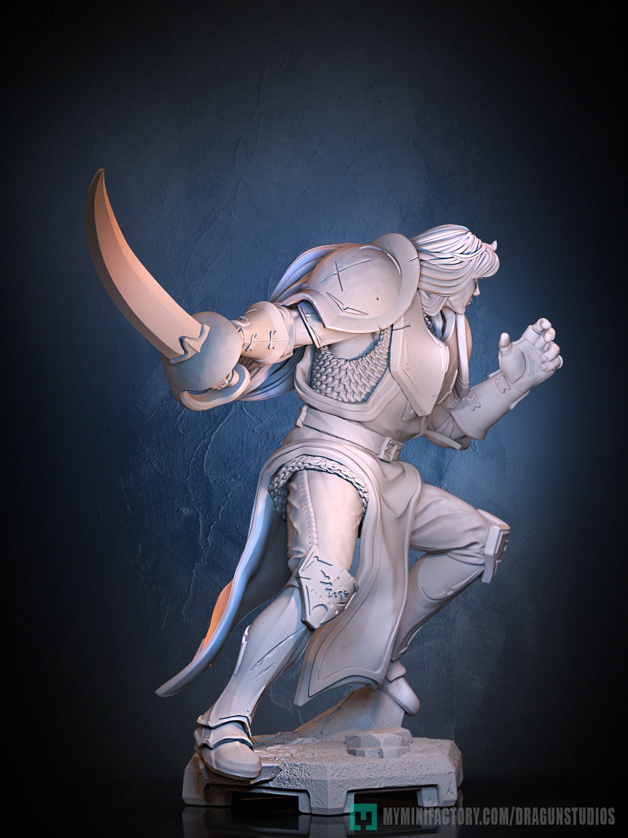 Lancelot v2 Heroic Knight Miniature in 32mm and 75mm scales.
