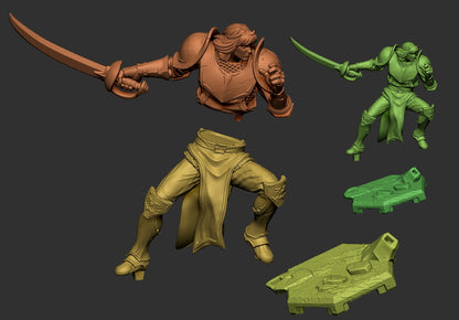 Parts of both Lancelot v2 Heroic Knight Miniature in 32mm and 75mm scales.