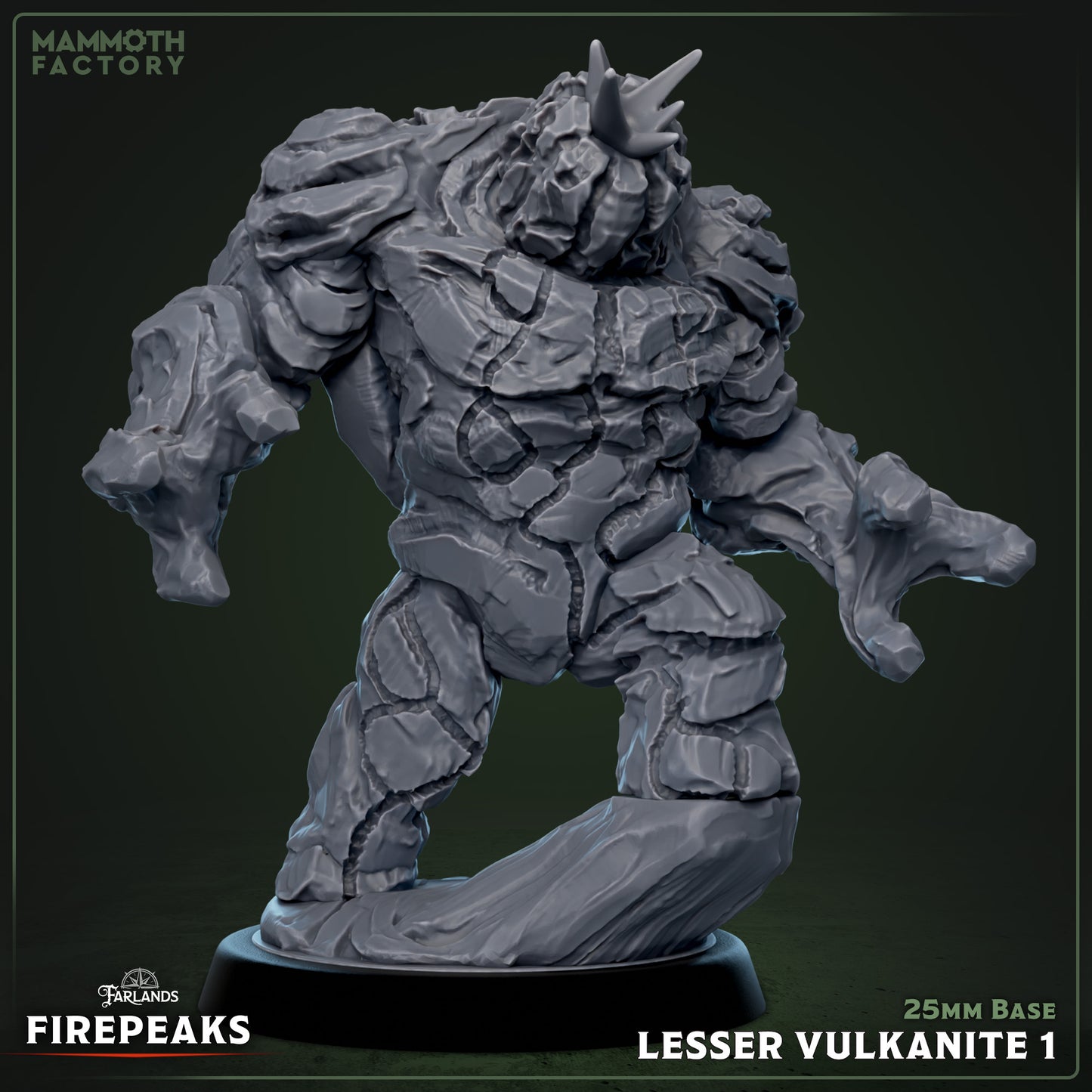 Lesser Vulkanite elemental resin miniature on 25 mm base for tabletop RPGs and painting