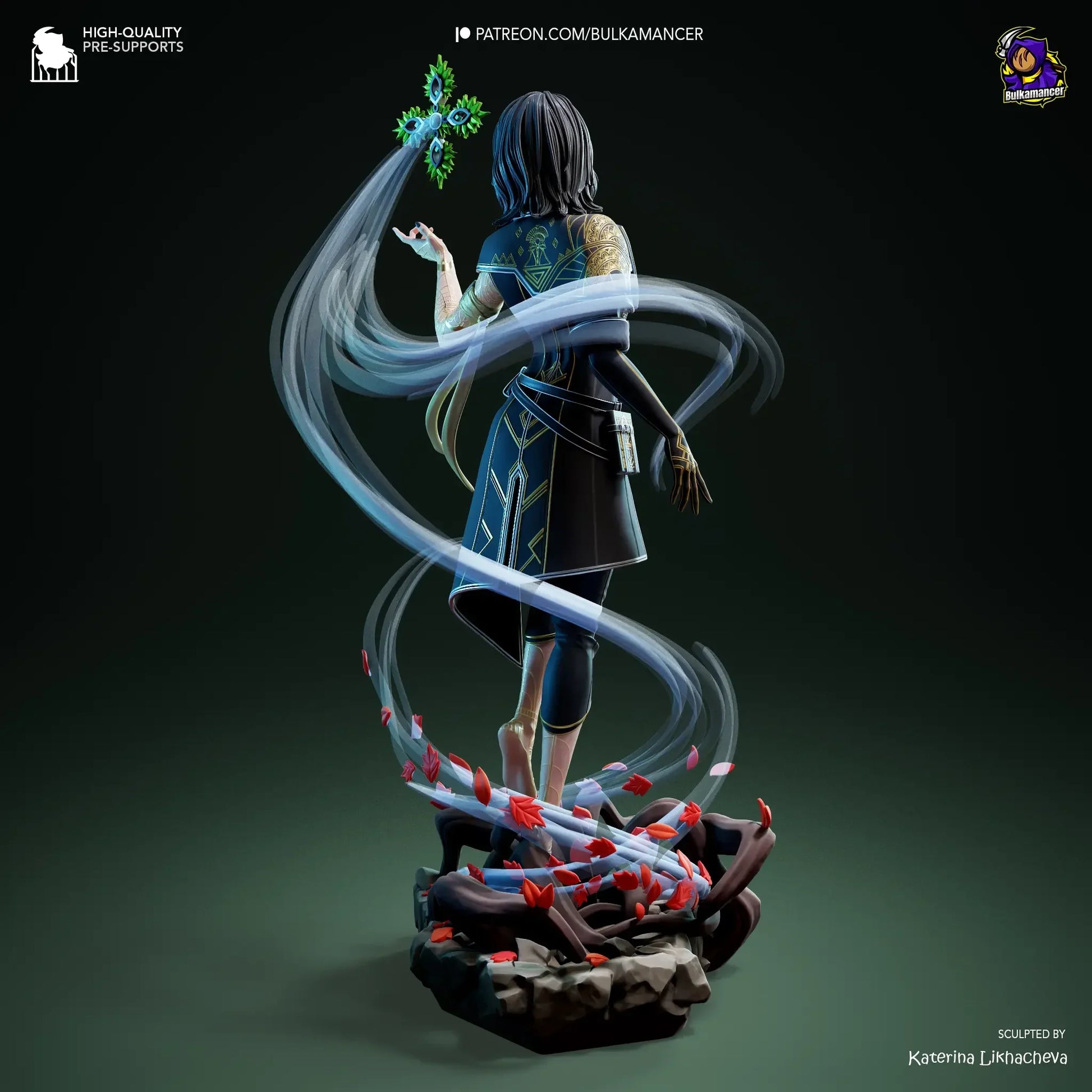 Rear view of Lune Clair Obscur showing coat designs, swirling effects, and vines