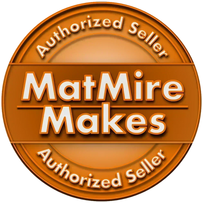 MatMire Makes Authorized Seller badge – circular orange emblem with bold white text used to certify official 3D print vendors.