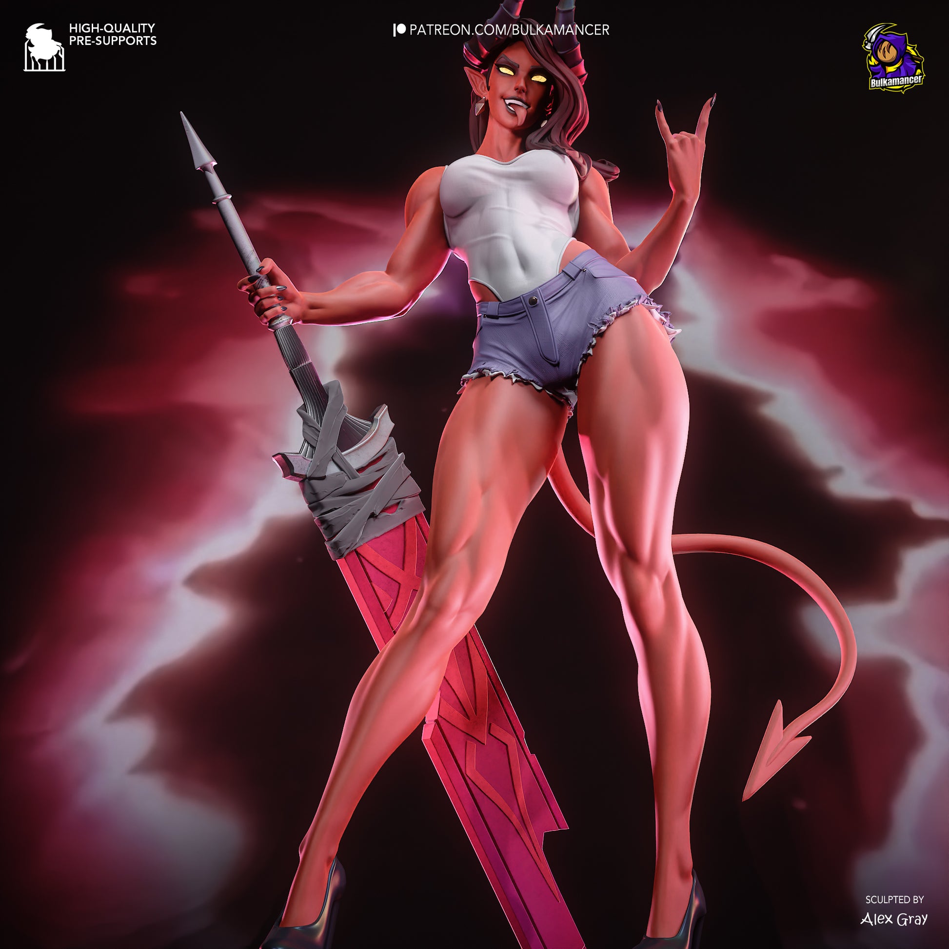 Full body dynamic pose of Malevola Dispatch resin figure - D&K Custom Prints