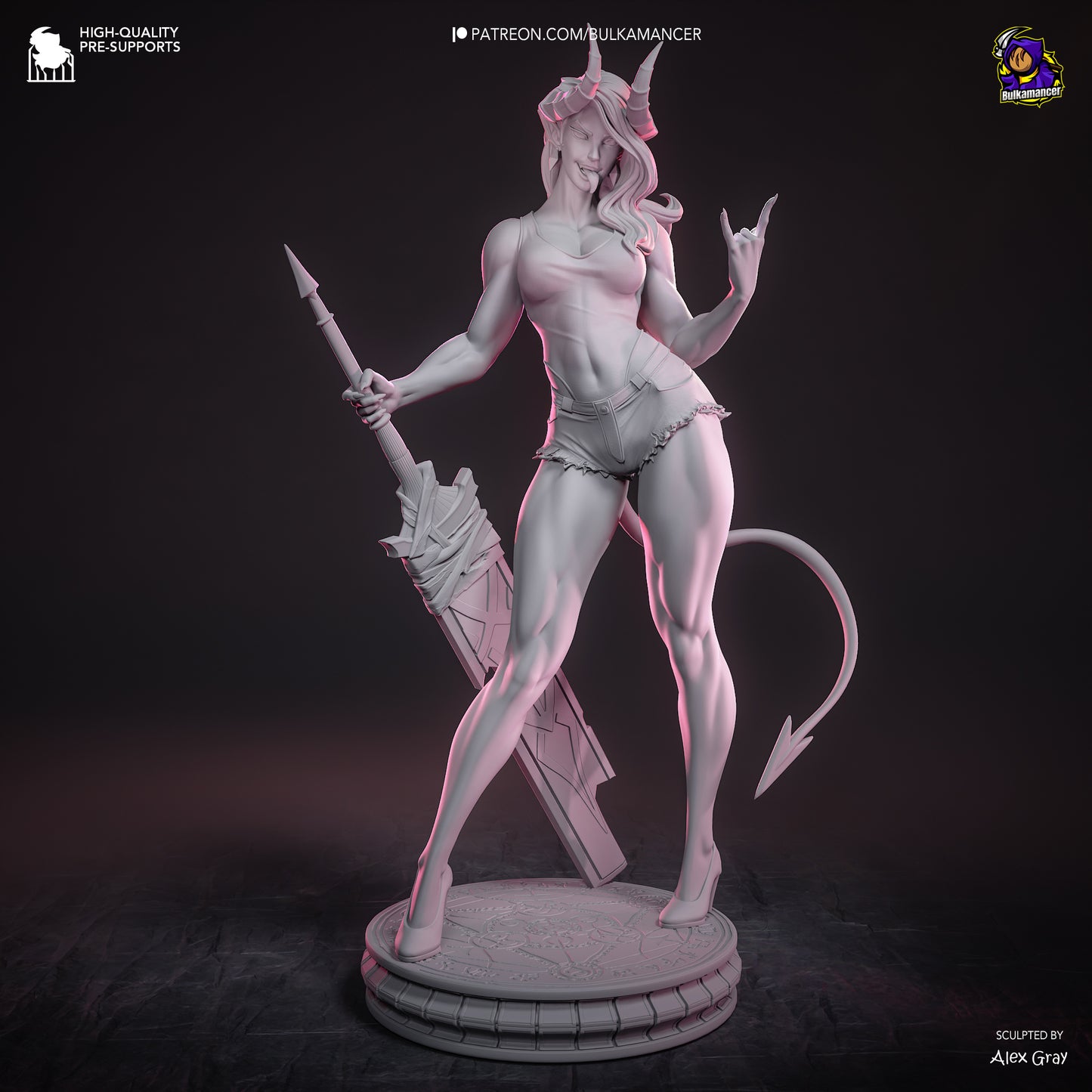 Unpainted grey resin render of Malevola by Bulkamancer - D&K Custom Prints