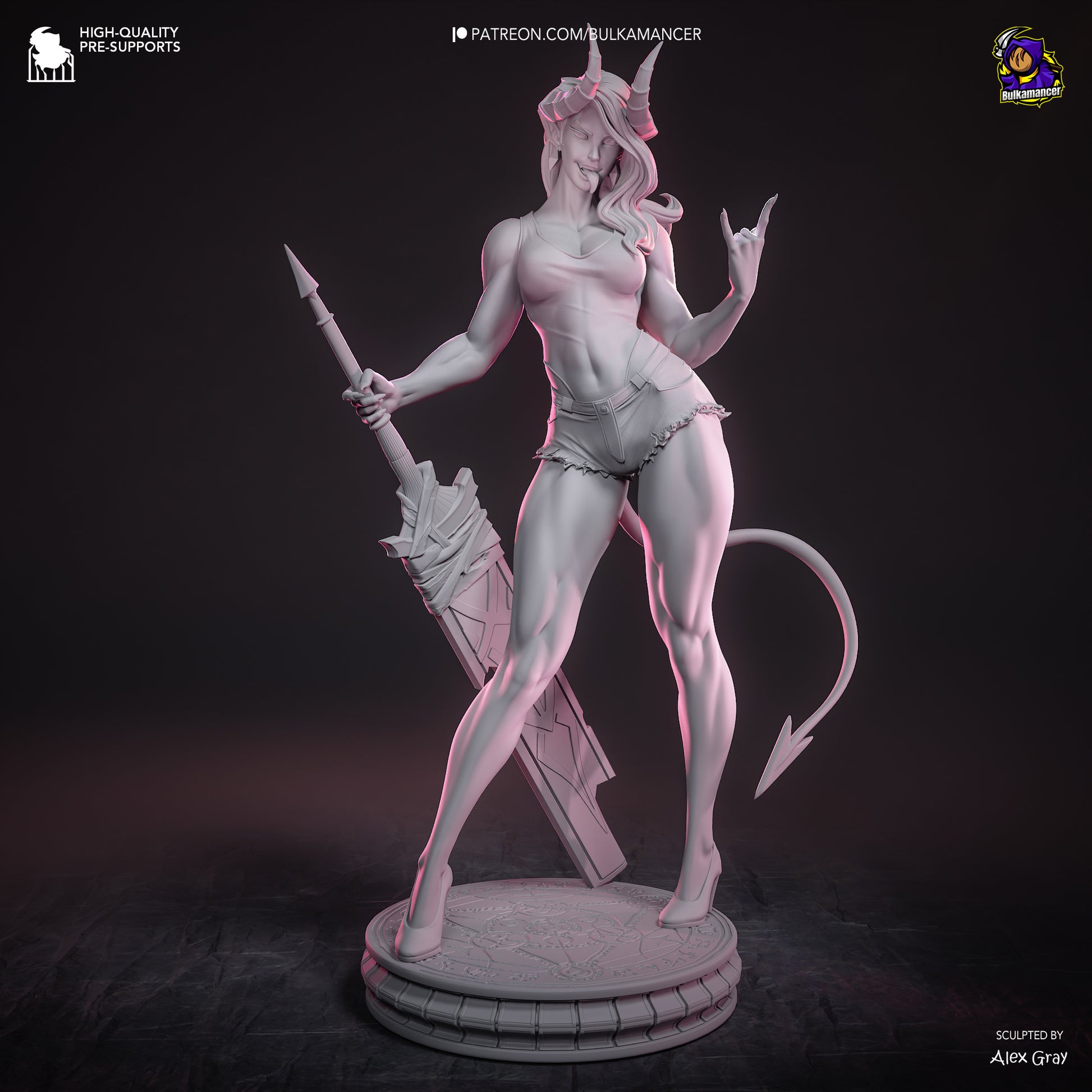 Unpainted grey resin render of Malevola by Bulkamancer - D&K Custom Prints