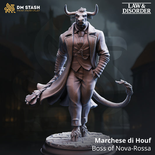 Minotaur Gang Boss Marchese di Houf resin miniature villain display figure