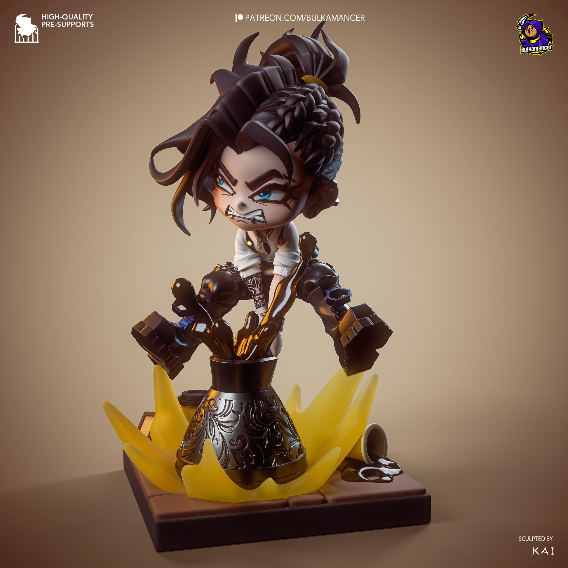 Chibi Mokka Unbreadable resin display statue with stylized chibi character and coffee themed base