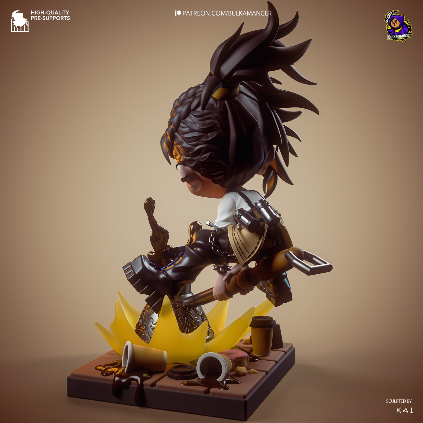 Chibi Mokka Unbreadable resin display statue with stylized chibi character and coffee themed base