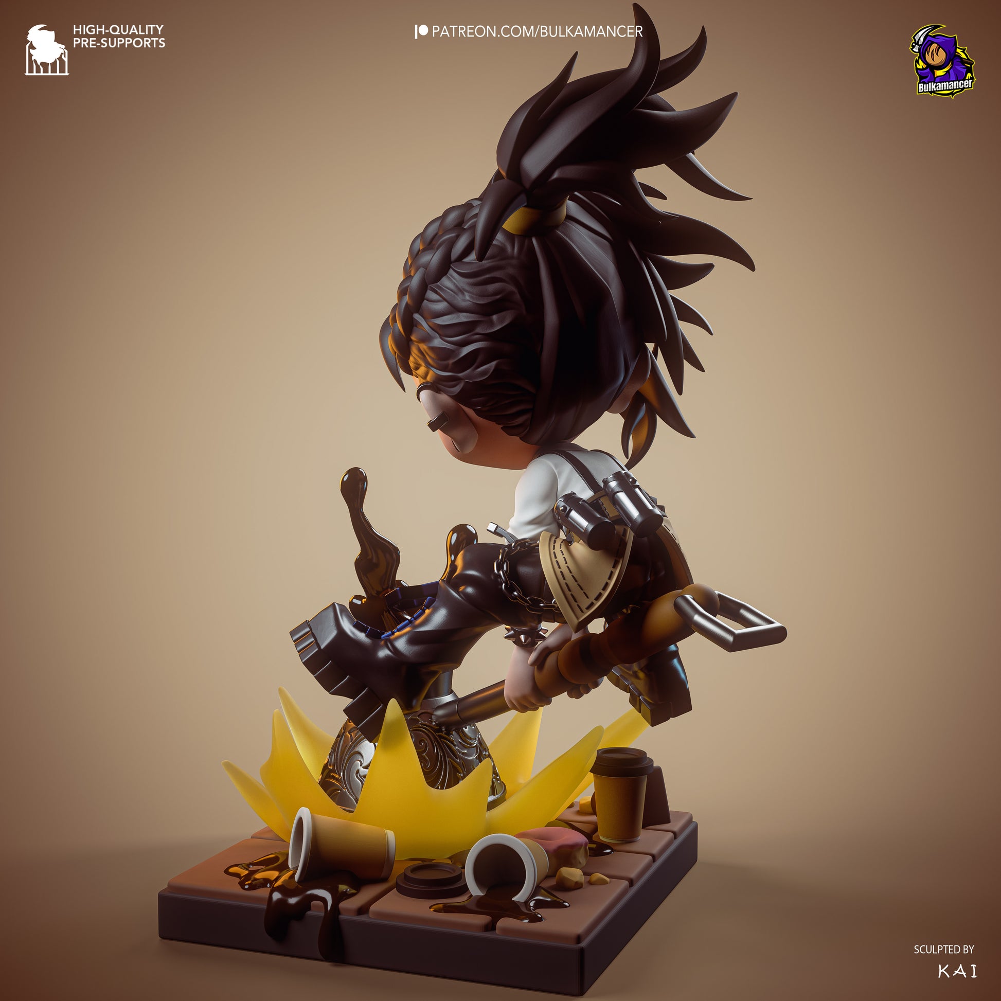 Chibi Mokka Unbreadable resin display statue with stylized chibi character and coffee themed base