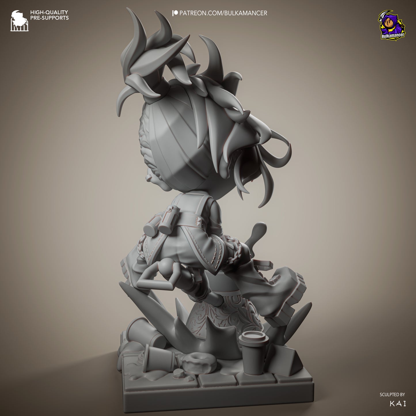 Chibi Mokka Unbreadable resin display statue with stylized chibi character and coffee themed base