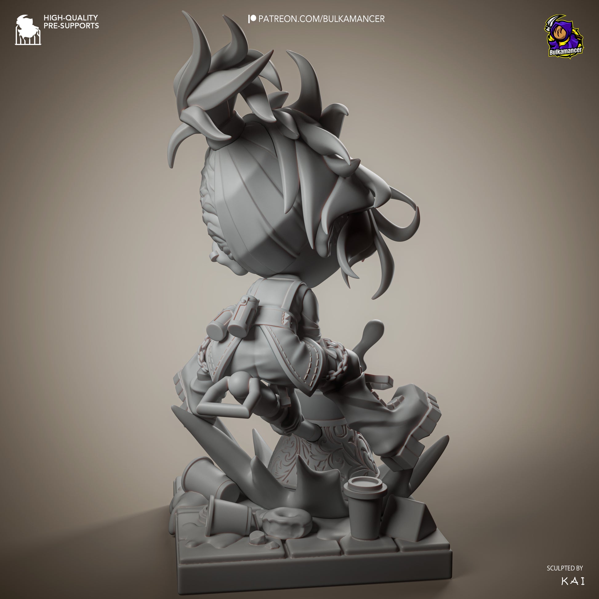 Chibi Mokka Unbreadable resin display statue with stylized chibi character and coffee themed base