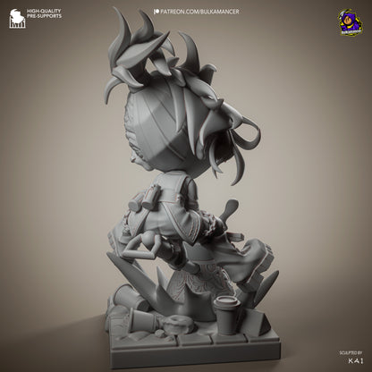 Chibi Mokka Unbreadable resin display statue with stylized chibi character and coffee themed base