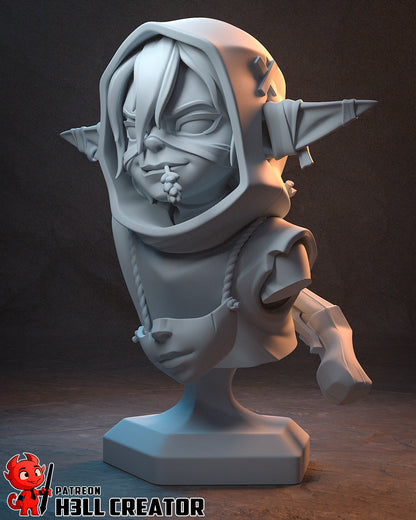 Nott the Brave 1:10 scale goblin rogue resin display statue and bust unpainted and painted versions