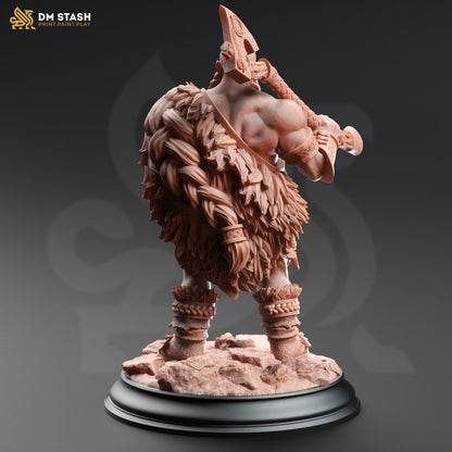 Orzei of Varekan Dwarven Berserker resin miniature – fantasy dwarf warrior with axe and fur cloak for tabletop and display painting.