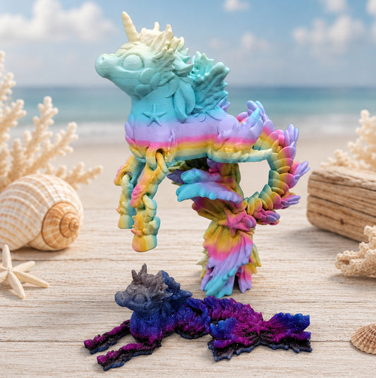 Paintable Articulated Sea Horse Toy or Straw Topper