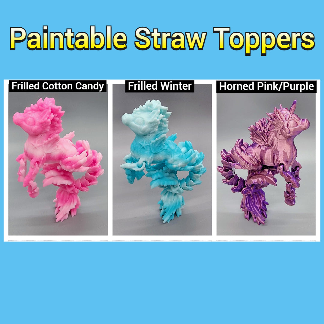 Paintable Articulated Sea Horse Toy or Straw Topper