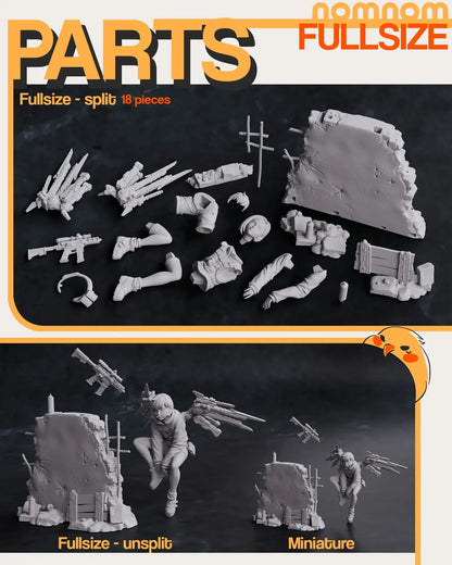 Kit contents of Valrie model showing all split parts before assembly.