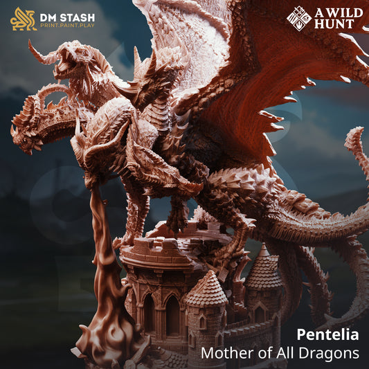 Pentelia Mother of All Dragons resin boss miniature for D&D and Pathfinder, available in 32mm and 75mm scales from D&K Custom Prints
