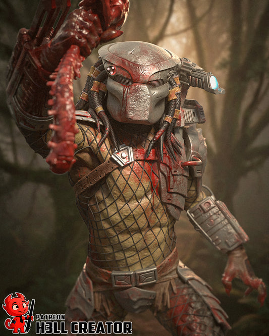 Predator fan art resin miniature 1:10 scale alien hunter display statue with skull base masked or unmasked head option