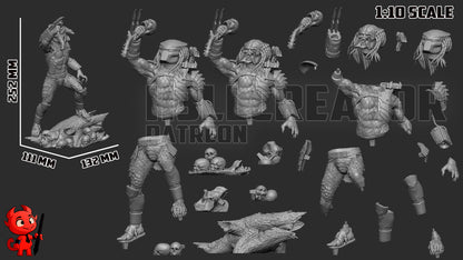Predator fan art resin miniature 1:10 scale alien hunter display statue with skull base masked or unmasked head option