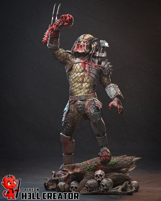 Predator fan art resin miniature 1:10 scale alien hunter display statue with skull base masked or unmasked head option