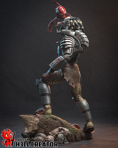Predator fan art resin miniature 1:10 scale alien hunter display statue with skull base masked or unmasked head option