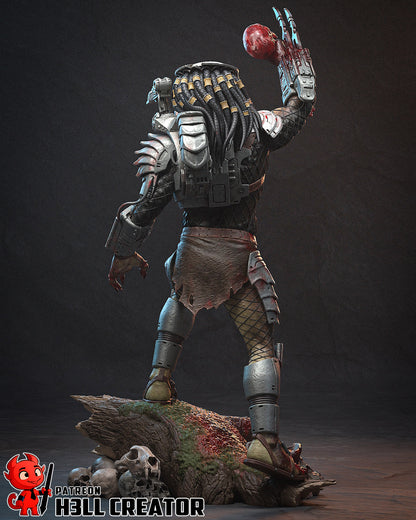 Predator fan art resin miniature 1:10 scale alien hunter display statue with skull base masked or unmasked head option
