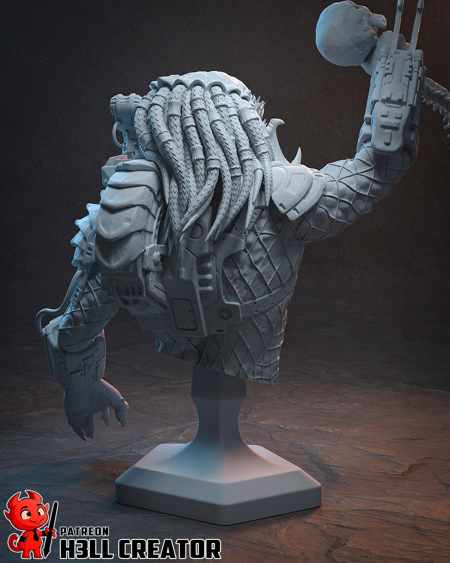 Predator fan art resin miniature 1:10 scale alien hunter display statue with skull base masked or unmasked head option