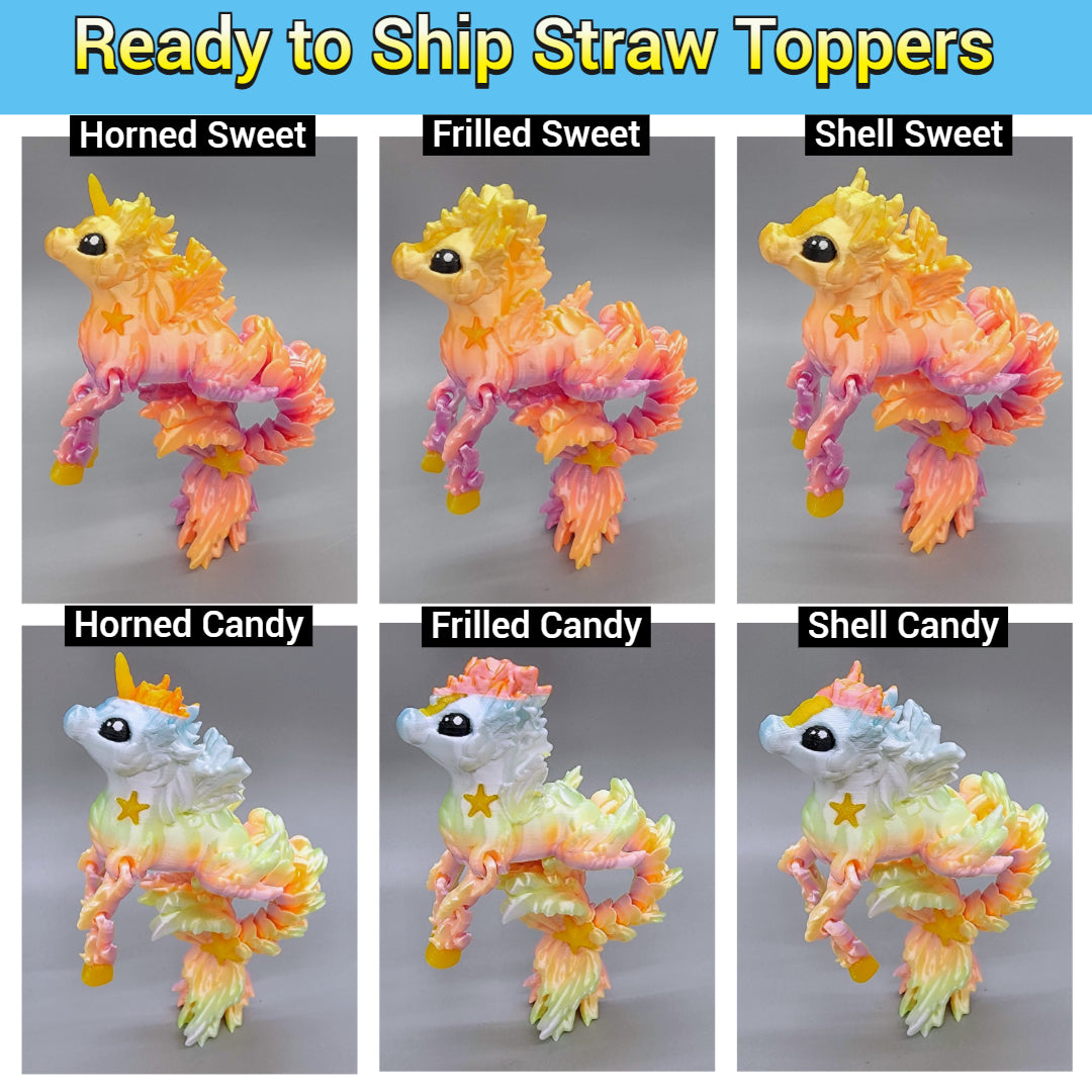 Paintable Articulated Sea Horse Toy or Straw Topper