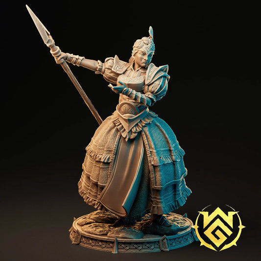 Royal Spearguard warrior and bust miniature for Dungeons & Dragons and fantasy tabletop RPGs