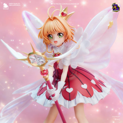Cardcaptor Sakura 1:8 scale resin fan art statue with wings and magical staff on rose base